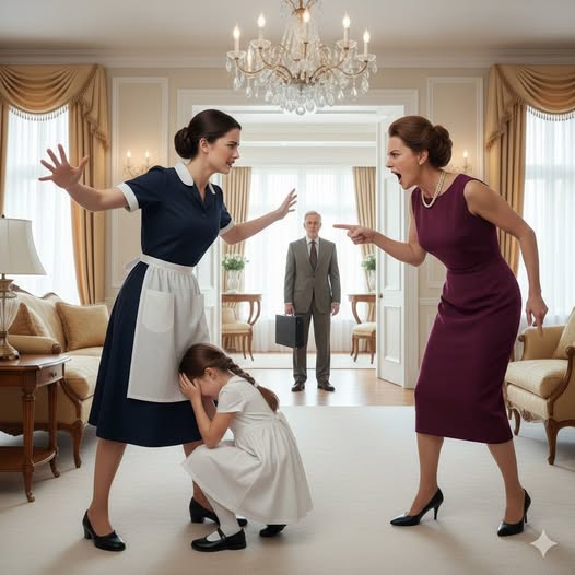 عاد الأب الثري ليجد خادمة بيته تحمي ابنته الكفيفة بجسدها… والحقيقة التي اكتشفها بعد ذلك كسرت قلبه