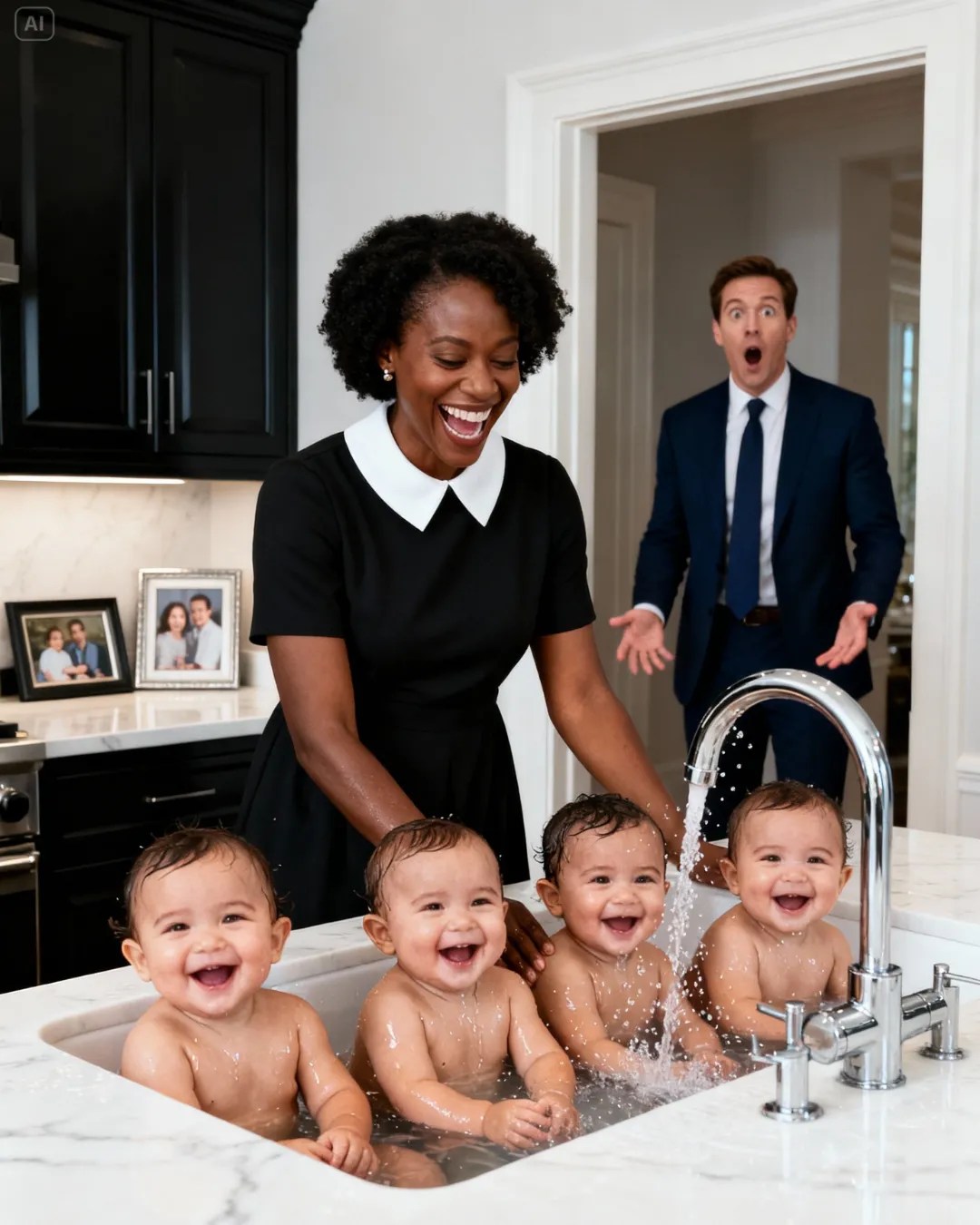 عاد الملياردير إلى منزله فجأة… وما رآه في المطبخ مع أطفاله جعله ينهار