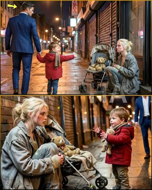 غني تجاهل متسوّلة… لحد ما ابنه وقف وقال: بابا… هاي ماما!