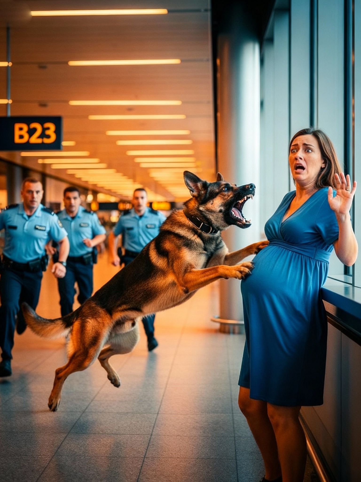 نباح في المطار كشف خيانة وأنقذ حياة أم وطفلها