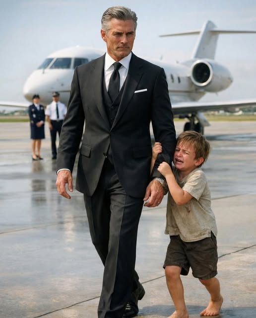 طفل حافي القدمين أوقف طائرة ملياردير في اللحظة الأخيرة… وما اكتشفوه بعدها غيّر مصير الجميع